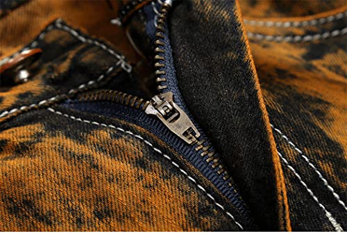 XYGJZ Men's Fashion Biker Jeans Straight Leg Ripped Distressed Slim Fit Moto Denim Pants4