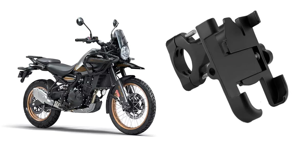 Bike Mobile Holder Metal (Aluminium Alloy) | 360° Rotation Handlebar Phone Mount | Anti-Vibration Clamp | Motorcycle & Cycle Mobile Stand Suitable for Royal Enfield Himalayan 450-picture-11