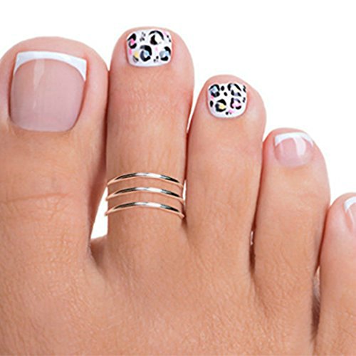 Toe Ring | Serling Silver Toe Ring | Sterling Silver Above The Knuckle Midi Three Plain Bands Adjustabletoe Ring #TOP7