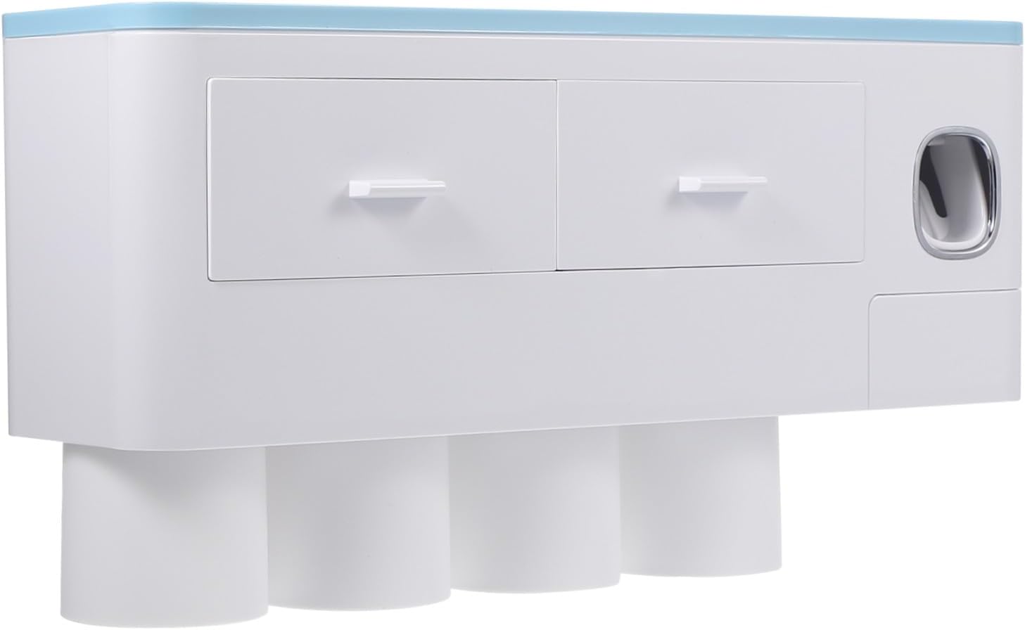 NUOBESTY Magnetic Wall Mounted Toothbrush Holder with Toothpaste Squeezer Cup Gargle Rack Bathroom Organizer PP Abs Material Adhesive Installation Space-Saving Cosmetic Storage for Family