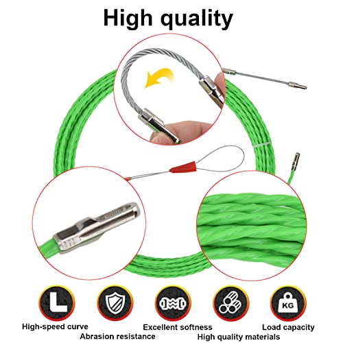 Autcreation Fish Tape Wire Puller Through Wall Wire Threader Electrical Cable Puller Od 4.5Mm Plus Fish Cable Fastener With Steel Rope (98Ft(30M)) #TOP3