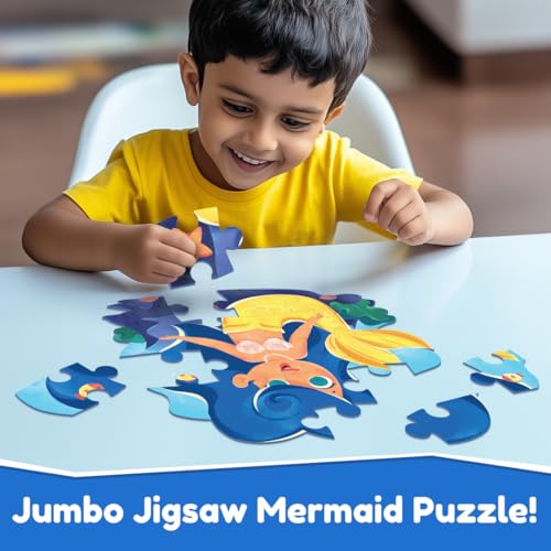 Image of Bloomingo Puzzle Kit - My First Jigsaw Puzzle - Unicorn & The Friendly Fairy - Jigsaw Puzzle for Kids (2-4 Years) 20+ Jigsaw Pieces (Mermaid)