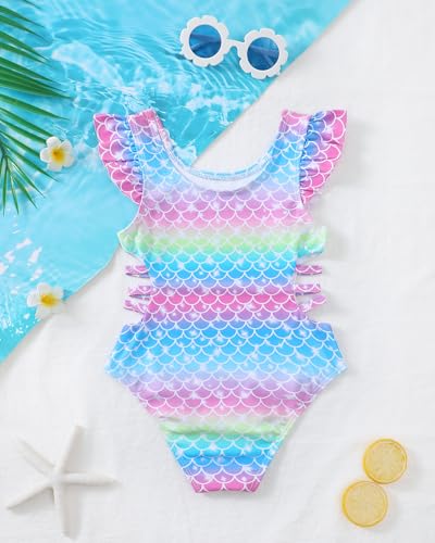Image of Mioglrie Toddler Baby Swimsuit Girl Bathing Suit Girl 2T 3T 4T 5T 6T Girls One Piece Swimsuits Color Block Swimwear