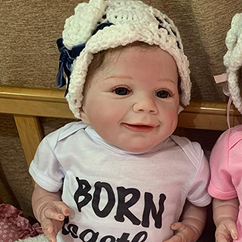 Zero Pam Reborn Baby Doll Boys 22 Inch 55cm Newborn Baby Dolls Blue Eyes Boys Soft Weighted Body Reborn Toddler Boy Realistic Silicone Baby Real Looking