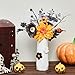 Halloween Artificial Flowers with Vase, Spooky Floral Centerpieces with Pumpkins, Black Branches, Eyeball Flowers, Maple Leaves, Halloween Picks & Stems, Artificial Bouquet Decorations for Home