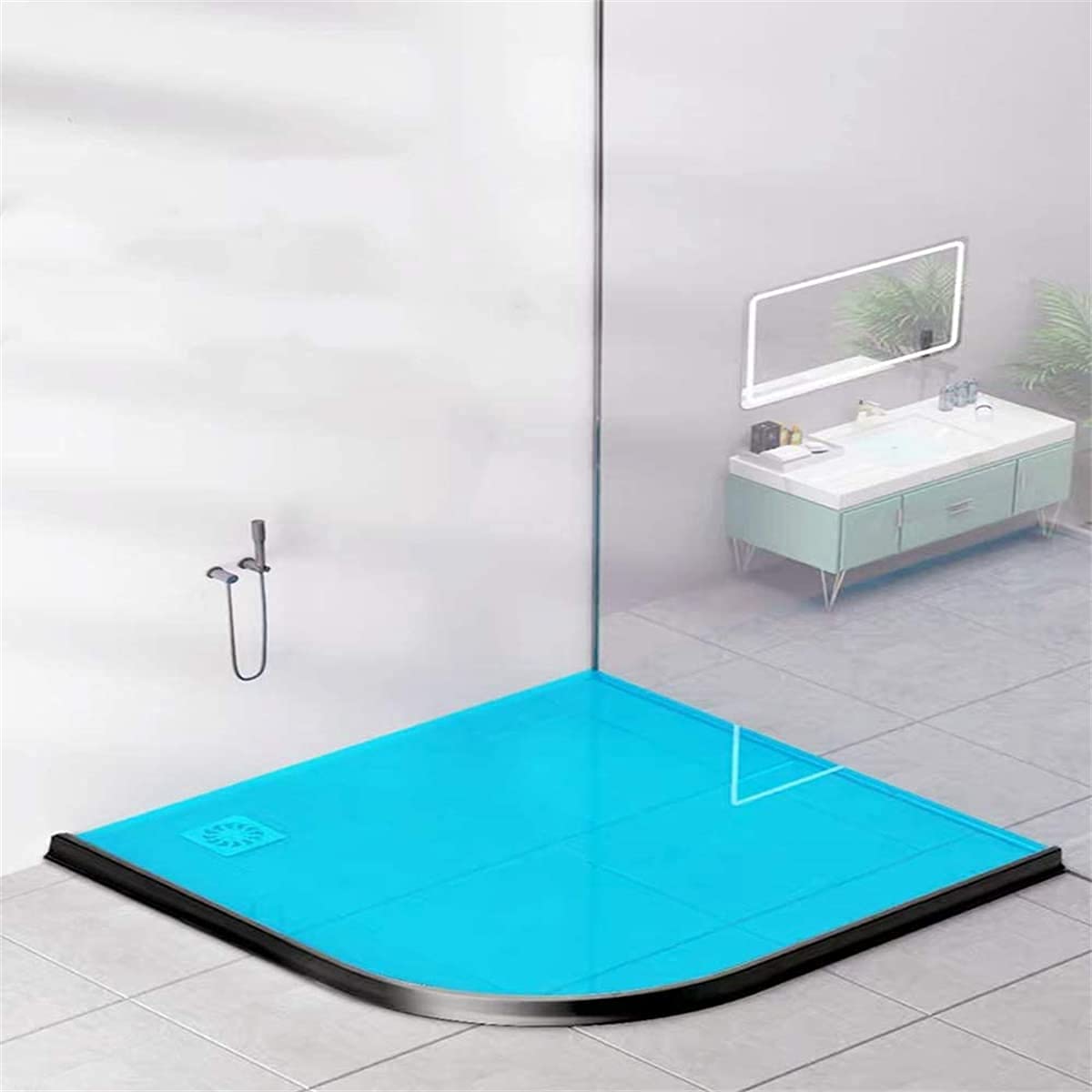 Wasserdamm schwelle Badezimmer Wasserstopper Silikon Dichtung kabinen Dichtung Duschdichtung,Schwallschutzleiste Dusche duschkabinen dichtungen Barrier Duschschwellen Streifen (Schwarz,300 cm)