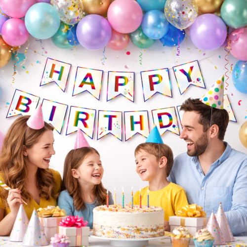 Image of Wanna Party Birthday Decoration Items - Happy Birthday Banner (Cardstock) | Decoration Items for Husband | Multicolor Theme Decoration