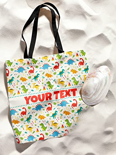 Personalized Tote Bag - Dinosaurs, Custom Name/Text, Reusable w/Straps, Canvas Cloth Fabric, Customized Gift Idea, Christmas/Holiday/Birthday Present, 18x184
