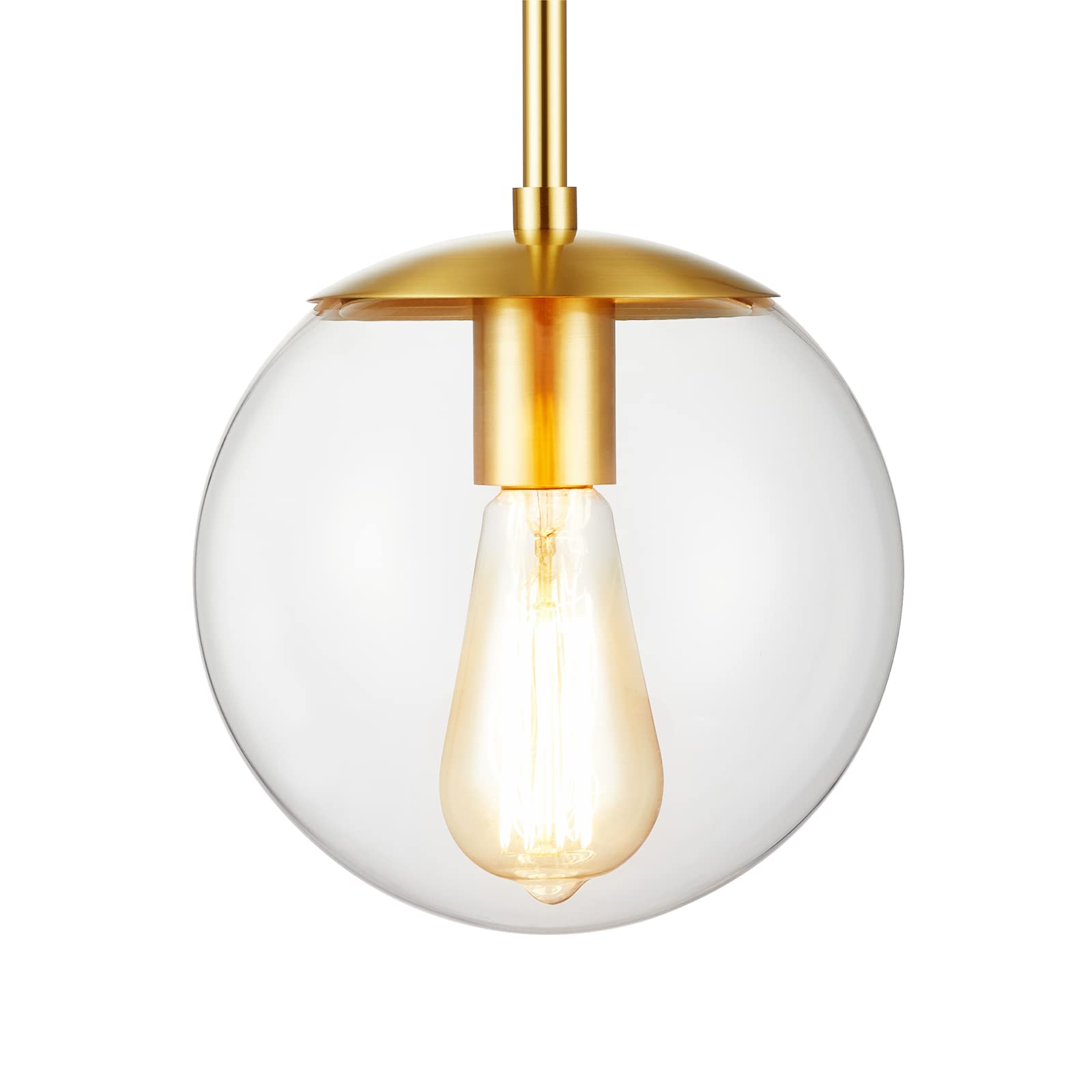 Globe Pendant Light Fixture 8 Inch, Single Ceiling Hanging Pendant Transparent Glass Spherical Energy Saving E26 Pendant Lights for Club Bookstore Study