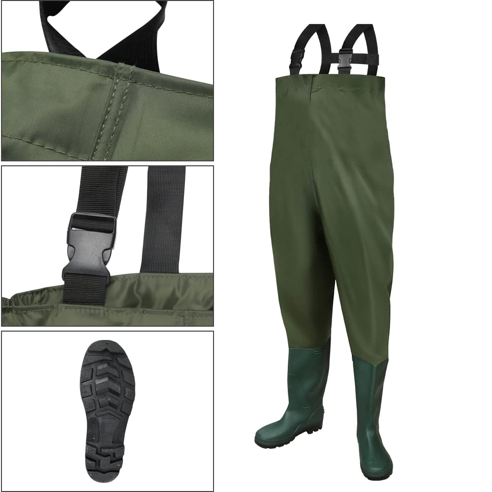 Waders pour homme - Imperméables - Avec bottes - En néoprène 70D - Nylon 70D - Pour la pêche, les fermes, les travaux de construction