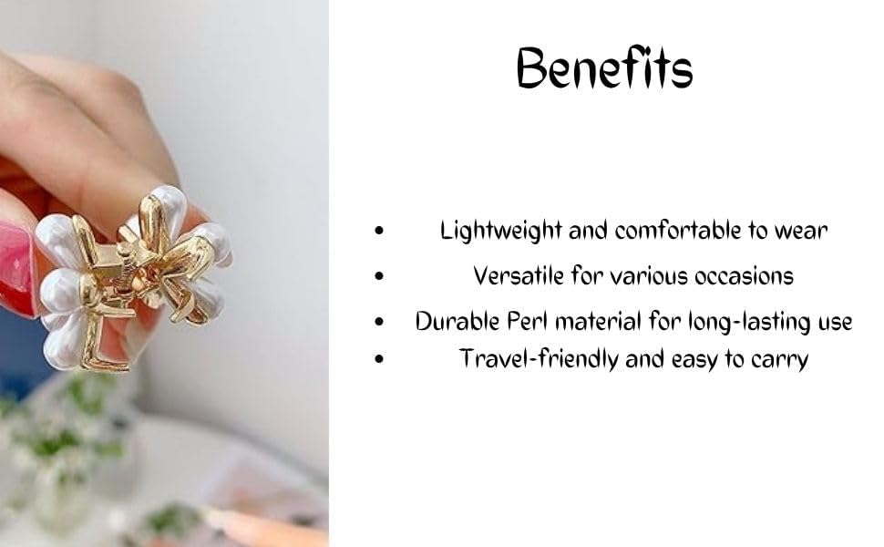 YEKDA 10 Pcs Aesthetic Pearl Flower Mini Hair Claws Tiny Decorative Hairpins for Women, Elegant Non-Slip Floral Clips Hair Accessories Set 2