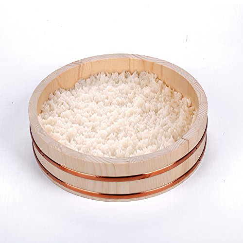 rice making bowl - HUANGYIFU Large Wooden Mixing bowl Sushi Oke Rice Barrel Hangiri 72 cm 28 inches Diameter