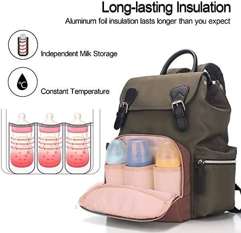 pipi bear Changing Bag Backpack - Stylish Waterproof Maternity Nappy Bag Rucksack, Large Travel Baby Back Pack for Mom