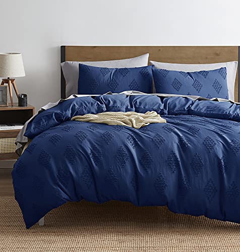 Image of Nestl Boho Bedding Sets & Collections - Boho Duvet Cover Twin, 2 Piece Twin Duvet Cover Set, Double Brushed Navy Duvet Cover with Zipper Closure, 1 Duvet Set 68x90 inches and 1 Pillow Sham