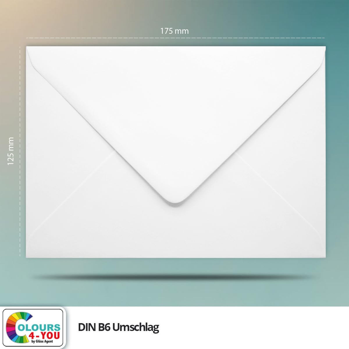 Colours-4-you - 500 buste per lettere, formato DIN B6, 12,5 x 17,5 cm, con chiusura a linguetta con punta da inumidire, colore: bianco, 12,5 x 17,5 cm