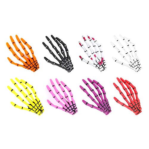 Skull Hair Clips For Women Girls Skeleton Hand Claws Hairpin Barrette Halloween Décor Accessories Set 8 Pack Zombie Punk Rock Horror