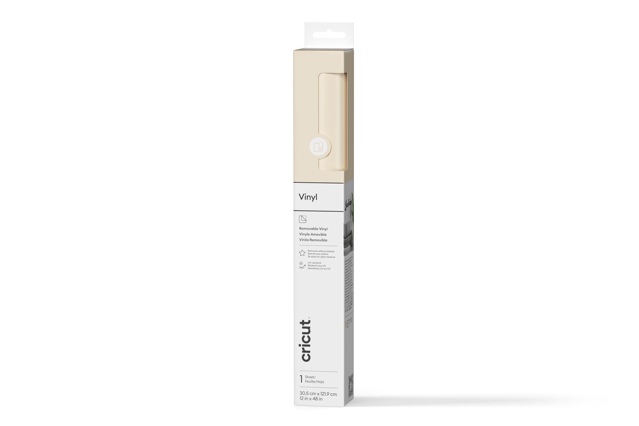 Cricut Vinilo Adhesivo Permanente Crema Mate | 1 Lámina | 30,5 cm x 1,2 m | Vinilo para Máquinas de Corte