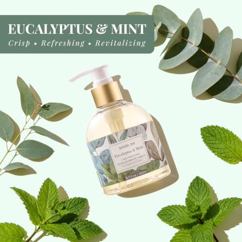 Image of ROMIIE ZOI Liquid Hand Soap, Eucalyptus & Mint, 260ml /8.7 fl.oz | With Gift Box, Gentle cleansing, nourishes skin without drying