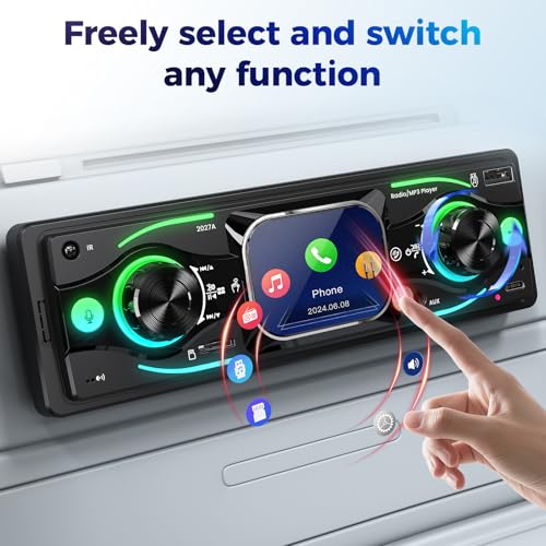 Radio para auto Single DIN con pantalla táctil y Bluetooth miniatura 3