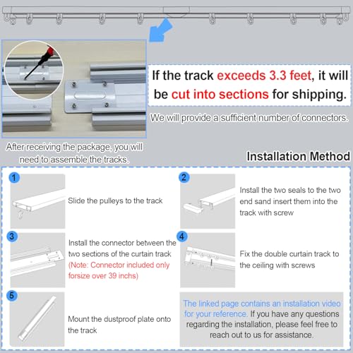 KUZRZNH Double Row Curtain Track Ceiling Mounted, Silent Heavy Duty Curtain Track System, Sliding Rails for Curtains, Room Divider for Bedroom Living Room Hospital (White, 1.7m(5.6ft)) by KUZRZNH - Image 2