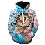 WXDSNH Mignon Chat Série Animale 3D Imprimer Hoodies Hommes Automne Drôle Animal Motif Sweats Femmes Sport À Manches Longues Pull