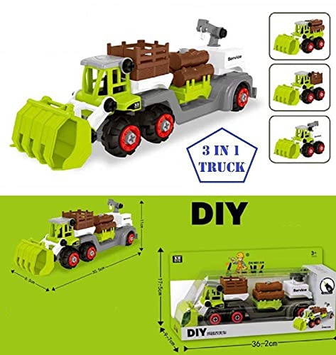 Image of Plastic Toy Vehicles Set - Assembly Toy Farm Truck Construction Set, Building Vehicle Play Set with Screwdriver, Toy for,Kids (Farm Truck Construction)