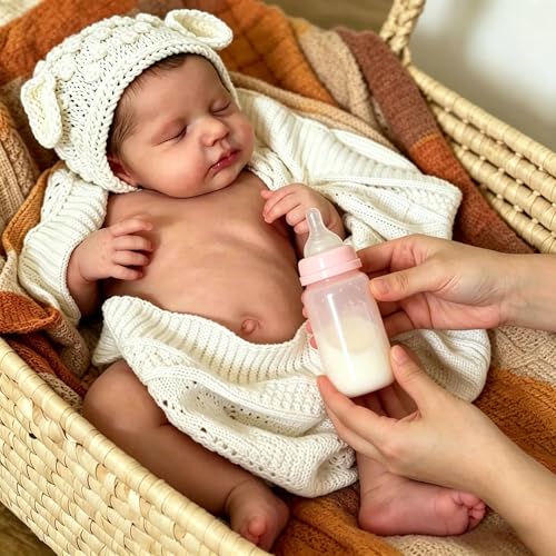 Zero Pam Bebe Reborn Fille-50CM Bébé Reborn Réaliste,Poupee Silicone,Poupée en Silicone À Cheveux Implantés Et Paupières Fermées, Fabriquée À La Main...