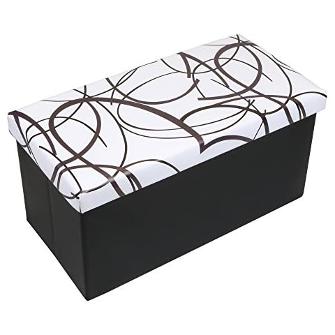 Otto & Ben Folding Toy Box Chest with Memory Foam Seat Faux Leather Trunk Bedroom Ottomans Bench Foot Rest Stool, 30 Inch, White Cover