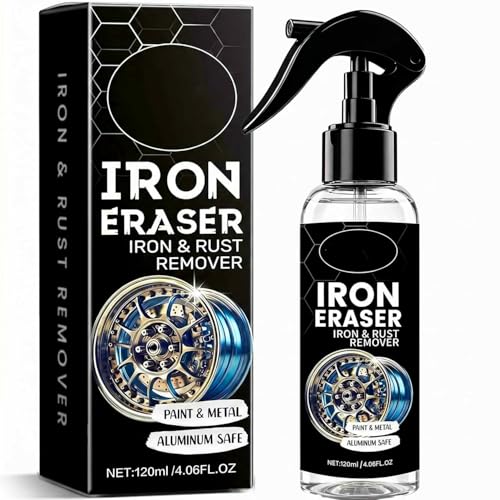 Iron Eraser Rust Remover Spray - 2026 Powerful Car Rust Remover - Fast Acting Rust Iron and Rust Remover - Professional Iron Powder Remover Cleaner for Automotive Wheels Paint Metal Surface (1PC)