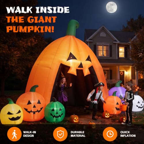 Image of MGparty 14.5FT Halloween Inflatable Walk-in Pumpkin House with LED Lights