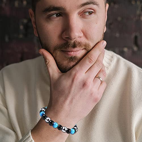 SOOWOOT 2-4Pcs Triple Protection Bracelet - Tiger Eye & Obsidian & Hematite Triple Bracelet Bring Protect Good Luck and Prosperity for Men Women4