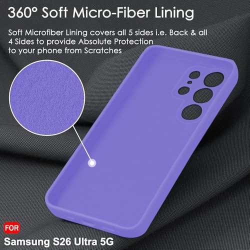 Image of TheGiftKart for Samsung S26 Ultra Case, Liquid Silicone Cover, Soft Micro-Fibre Lining Inside, Raised Edges for Camera & Screen Protection, Shockproof Galaxy S26 Ultra Back Cover (Silicone, Violet)