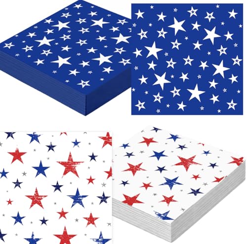4th of July Party Supplies - 250th Anniversary 50 Count Disposable Paper Napkins for Independence Day Patriotic & July 4th Party Decorations 6.5 x 6.5 Napkins for 1776-2026 Celebration