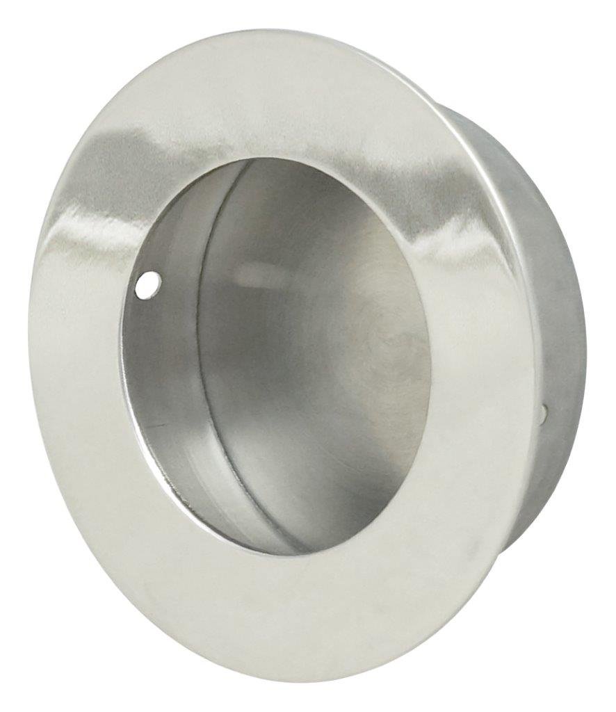 INOX FHIX01-32 Concealed Fixing Round Pocket/Cup Pull with Circular Opening, Polished Stainless Steel