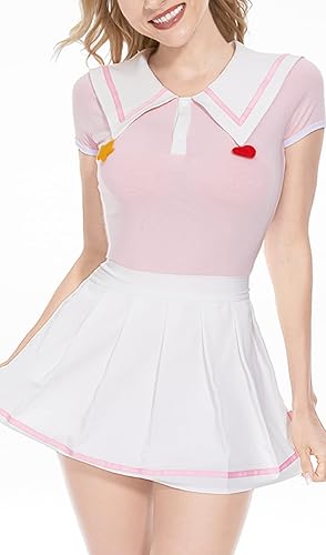 CutiePlusU Cotton Button Crotch Bodysuit Romper Onesie Adult Cosplay-Goodnight Onesie Skirt Set