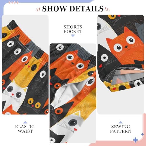 Colorful Cute Cat 4 Long Pajama Pants Bottoms Soft Sleepwear with Pockets4