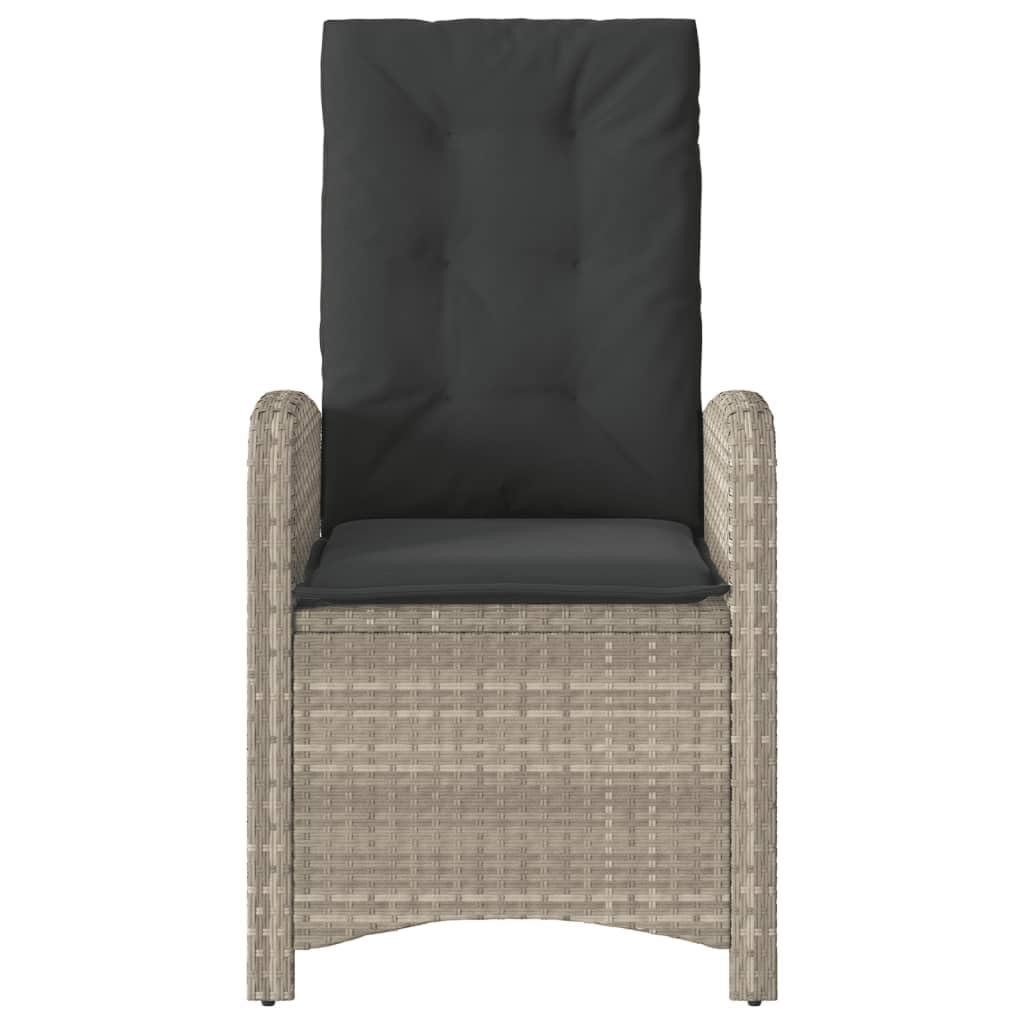 Poltrone reclinabili da giardino con cuscini grigio 2 pz rattan PE sedie da esterno resistente alle intemperie, poltrone per terrazze mobili da giardino, poltrone da giardino