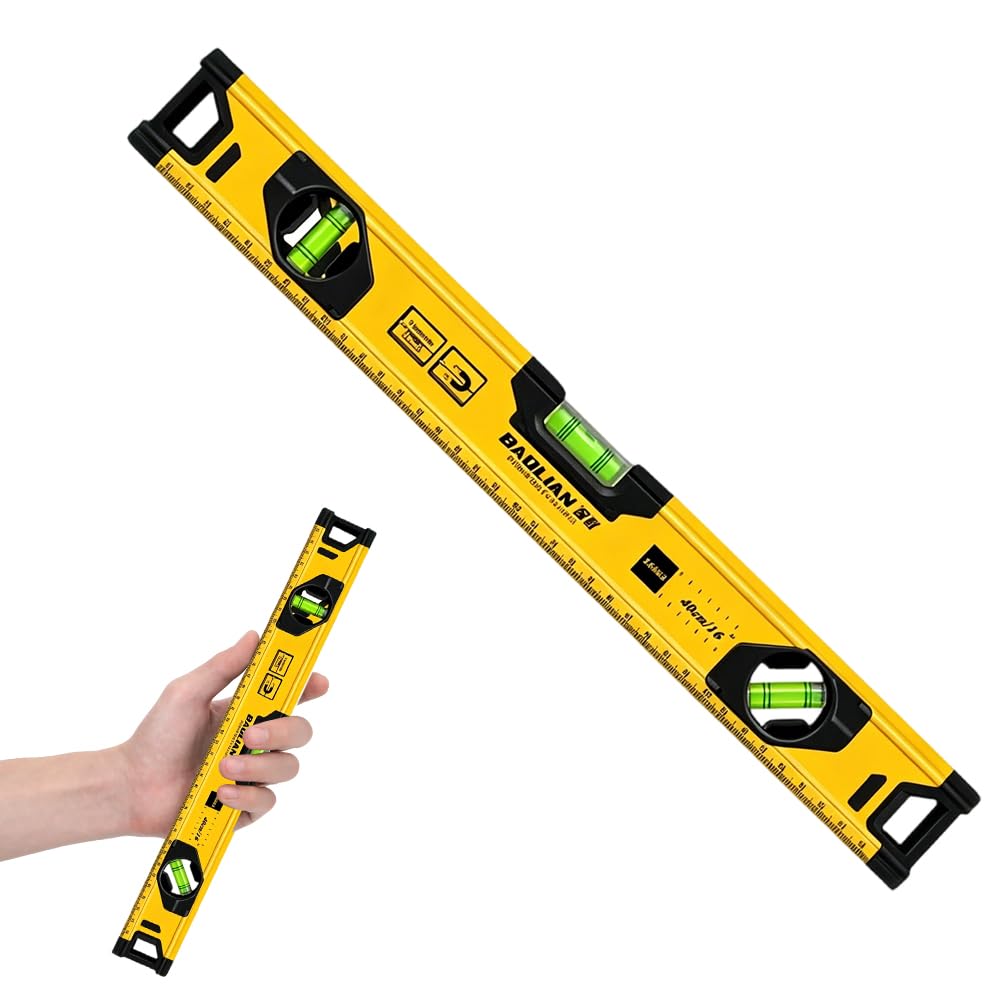 NKFBEV Spirit Level, 400MM/16Inch High Precision Shock Proof Torpedo Level, Aluminium Alloy Level Tool with 3Bubble 45°,90°,180°, Magnetic Spirit Level for Crafting Measurement Acceptance