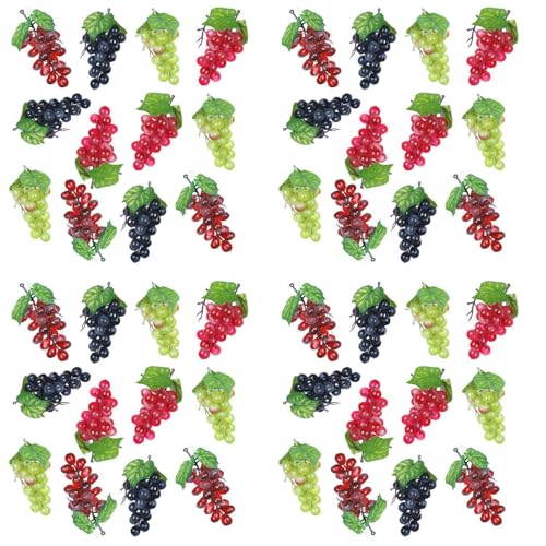 Giwnhvx - Juego de 48 racimos de uvas artificiales (simulación decorativa realista, falso uvas racimos, para boda, vino, cocina, centro de mesa