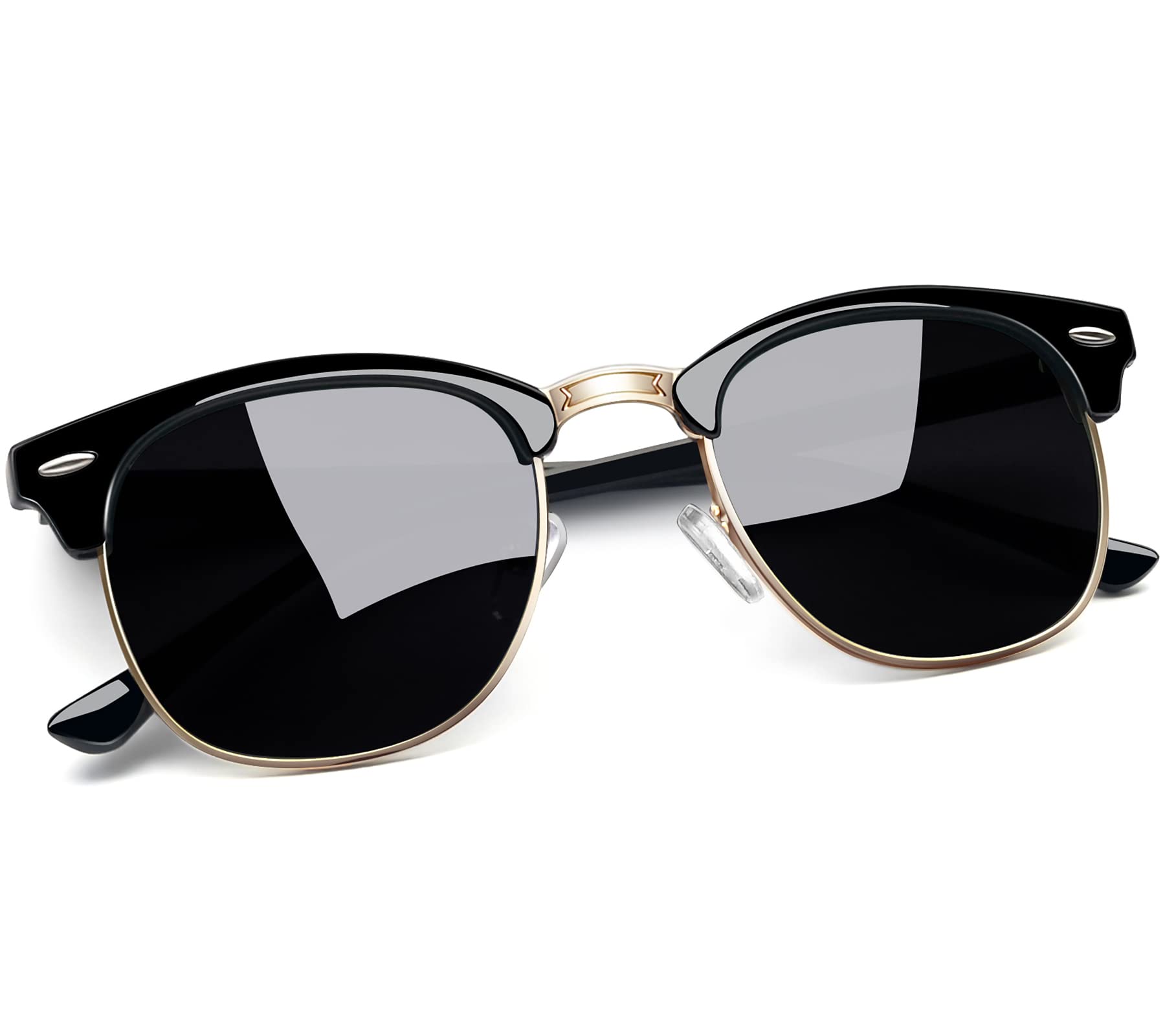 Joopin Vintage Sunglasses Half Frame Sun Glasses Polarized UV Protection Browline Shades for Women Men