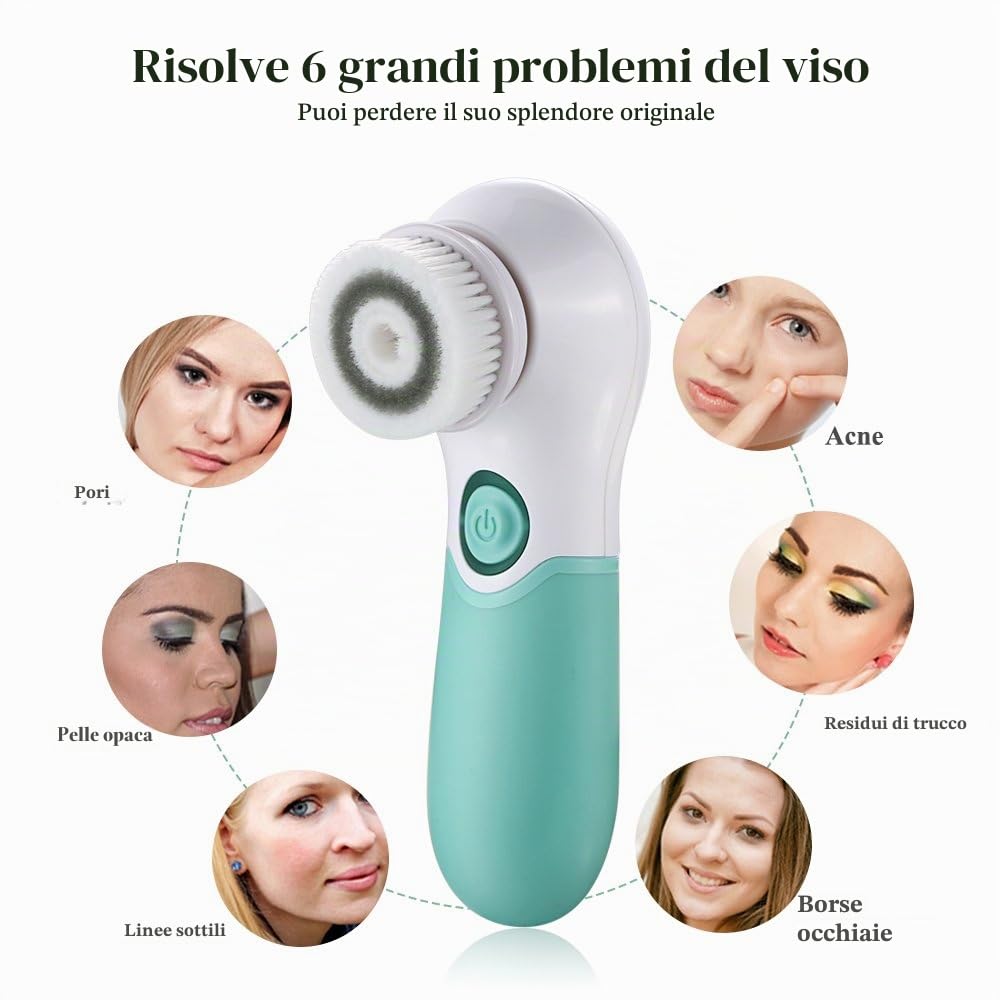 TOUCHBeauty Spazzola elettrica per la pulizia del viso, esfoliante e massaggiante, con 3 testine di pulizia e 2 velocità regolabili per una pulizia profonda, rimozione di punti neri, massaggio del