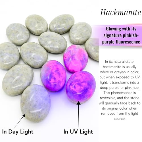 Image of Hackmanite Crystal Palm Pebbles Stones for Anxiety Stress Relief Massage - AAA Grade Original Healing Gemstone Agate Palm Stone for Yoga Meditation Spiritual Reiki Feng Shui
