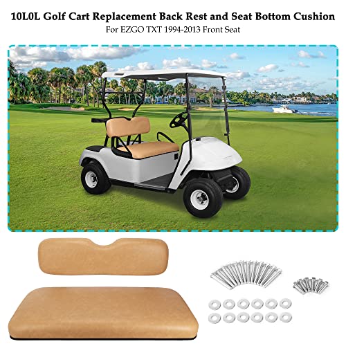 10L0L Front Seat Assembly Kit For Ezgo Txt 1994-2013 Golf Cart, Factory Style Seat Cushions & Seat Back, Tan #TOP6
