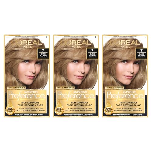 L’Oreal ParisSuperior Preference Rich Luminous Conditioning Colorant, Level 3 Permanent, Dark Blonde/Natural 7 (Pack of 3)