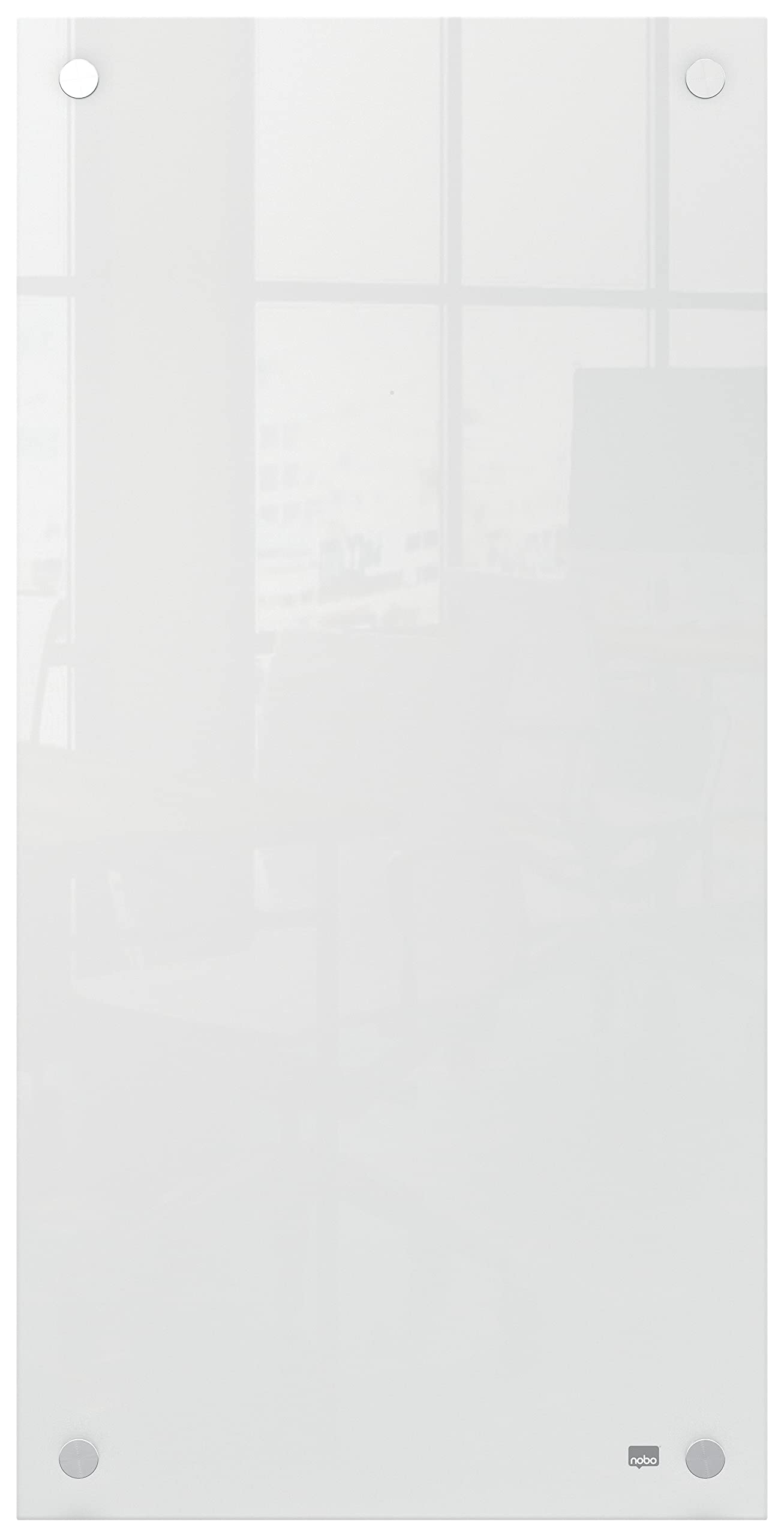 Nobo, Mała Szklana Tablica Suchościeralna, Bezramkowa, Narożny Montaż Ścienny, do Domu/Biura, 300 × 600 mm, w Zestawie Marker Suchościeralny Nobo, Kolor Biały (1915603)