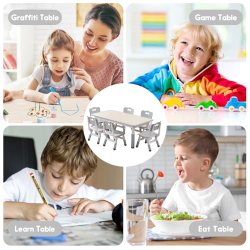 Kidstableandchairssetheightadjustabledeskwith6seatsforages212artscraftstablegraffitidesktopnonsliplegsmax300lbschildrenmultiactivitytableforclassroomsdaycare  Urban Country Home Decor Kids table and chairs set height adjustable desk with 6 seats for ages 2 12arts crafts tablegraffiti desktop non slip legs max 300lbs children multi activity table for classroomsdaycare  urban country home decor
