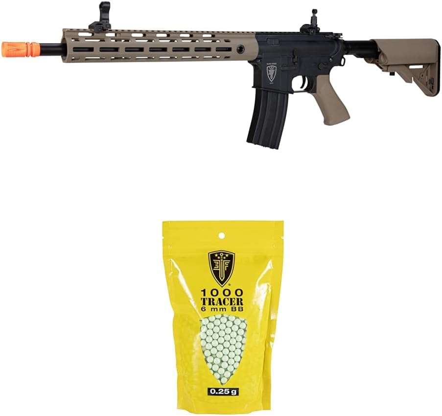 Bundle of Elite Force M4 CFRX AEG Automatic 6mm BB Rifle Airsoft Gun with EyeTrace System + Elite Force Tracer BBS Glow-in-The-Dark Premium 6mm Airsoft BBS Ammo, 1000 Count, 0.25 Gram, One Size