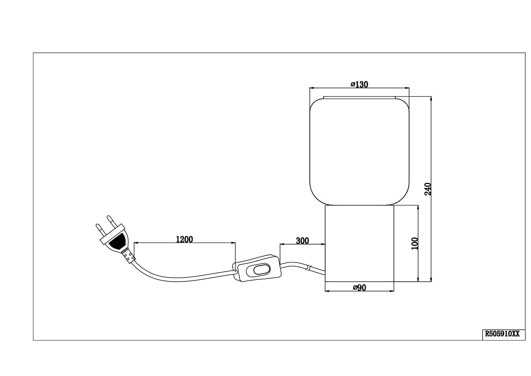 Reality Leuchten Nico R50591032 - Lampada da tavolo in metallo nero opaco, vetro fumé, 1 lampadina E27