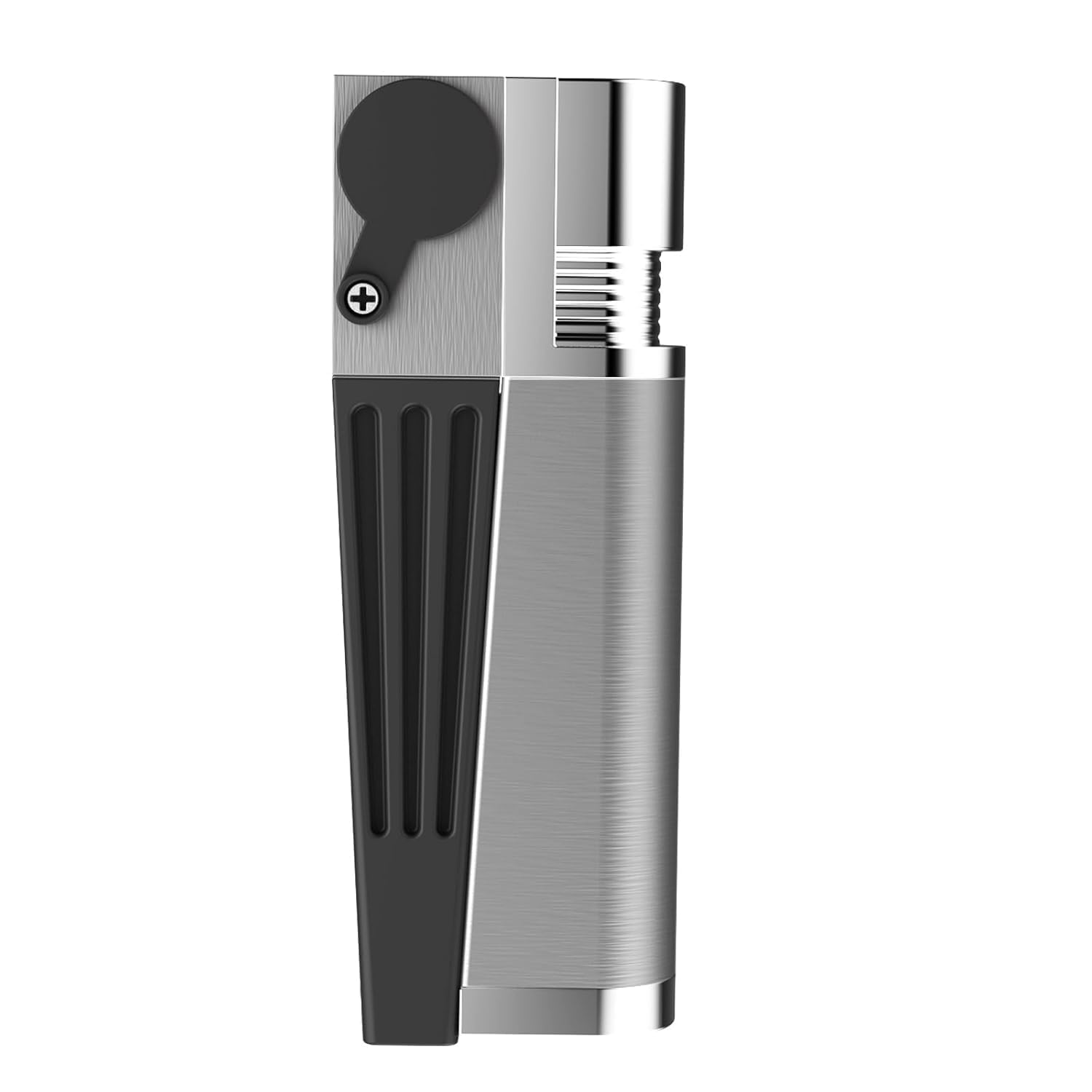 2 in 1 Metal Lighter with Foldable Pipe, Soft Flame, Silver, Gift for Man-picture-23