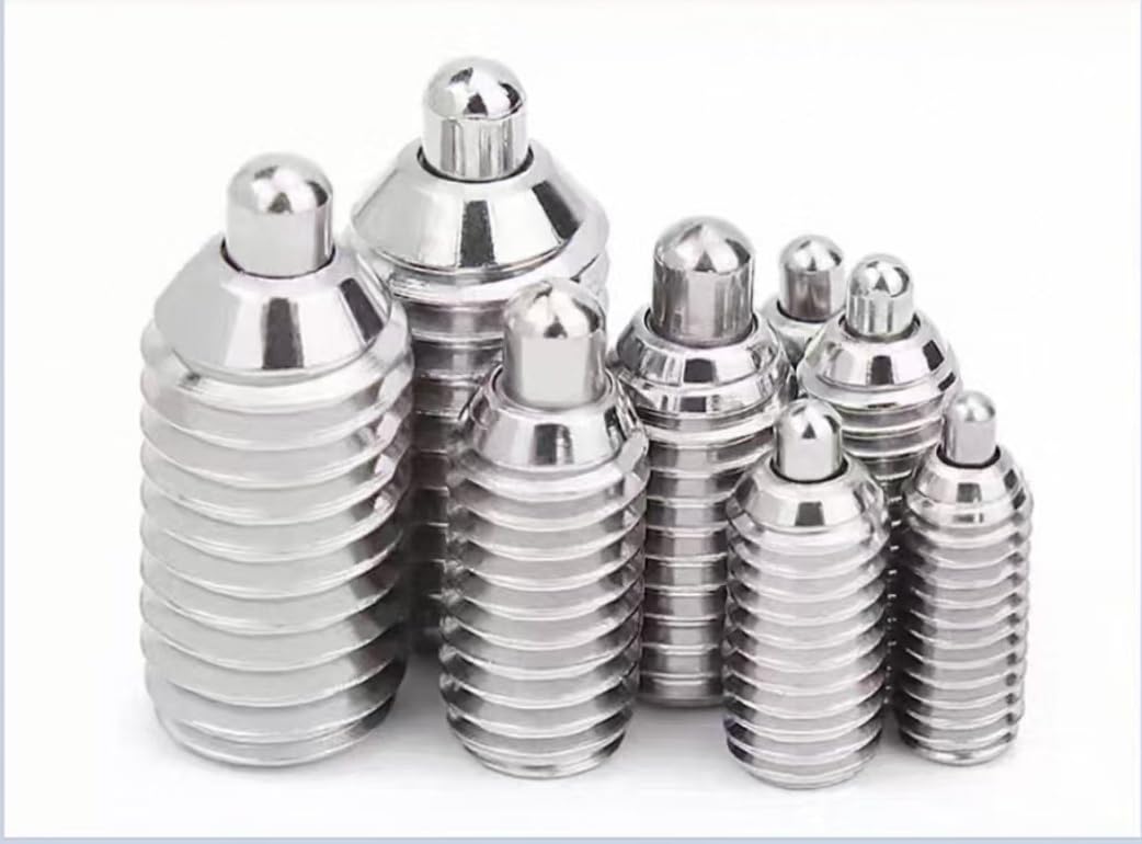 Pasador telescópico de resorte M4-M12 con cabeza de columna de acero inoxidable, tornillo de fijación del émbolo de bola, émbolo de indexación con punta de acero o caucho(M12*40*5*5.5,All steel 2pcs)